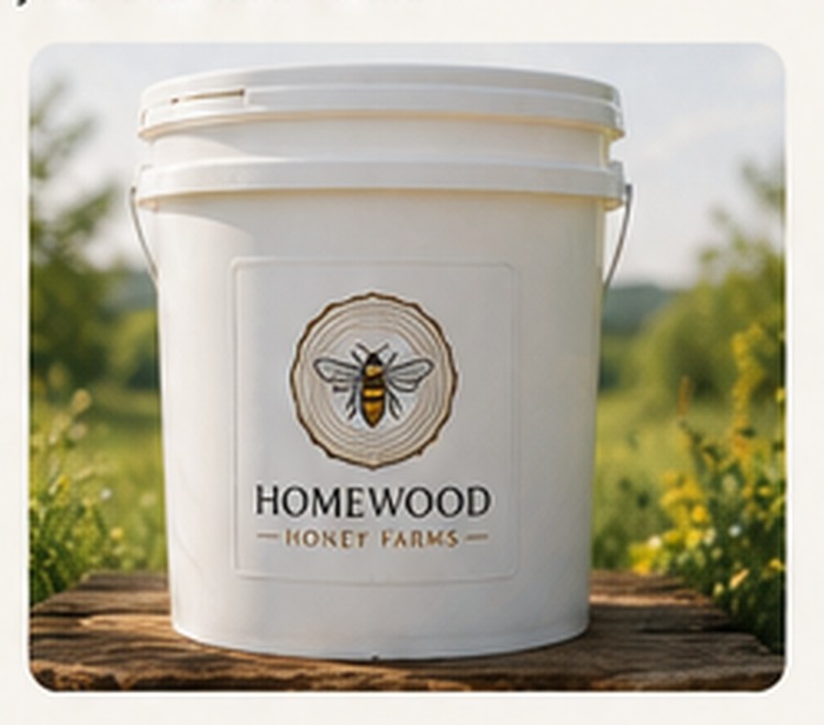 Five gallon pail used for wholesale honey
